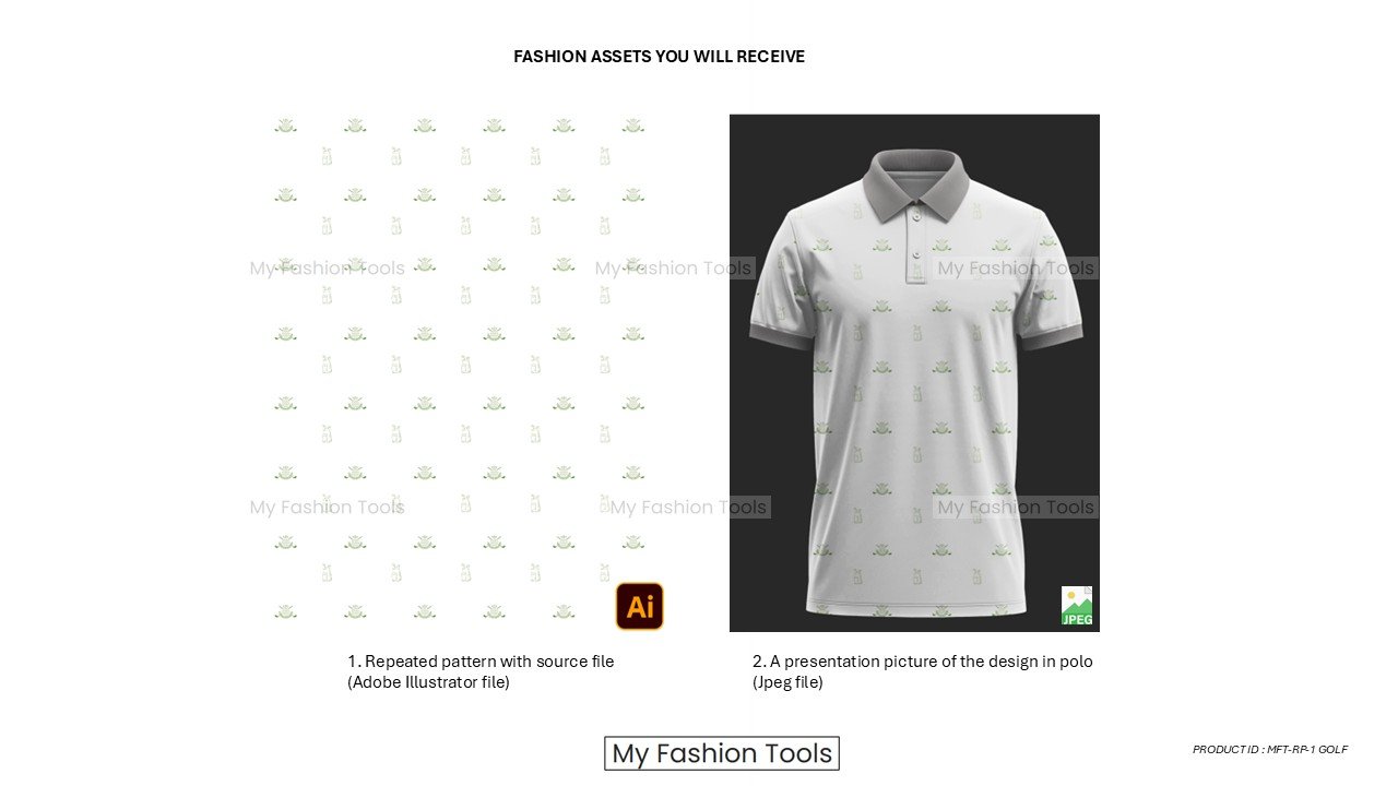 Repeated seamless print pattern for Golf Polo | Ready to print for Golf Brand - Vector AI (Adobe Illustrator) file - Image 3