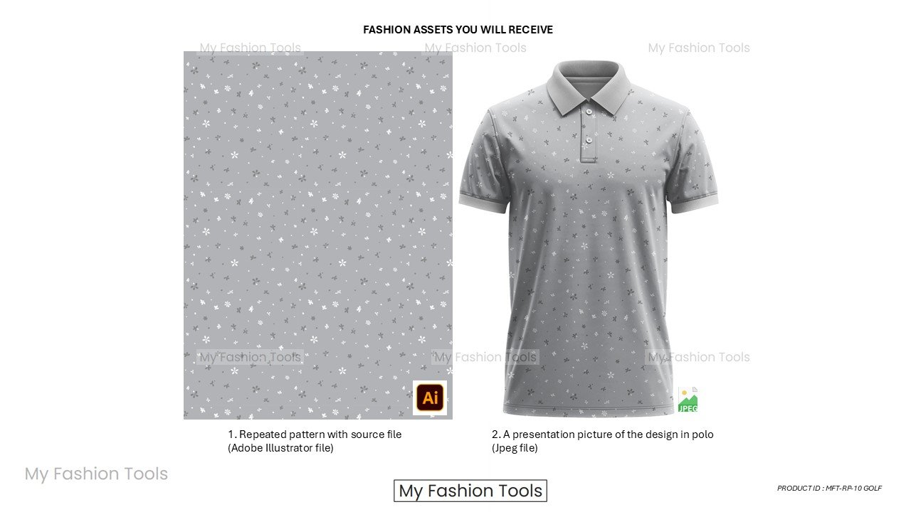 Golf grey polo print file | Ready to print for Golf Brand - Vector AI (Adobe Illustrator) file - Image 4