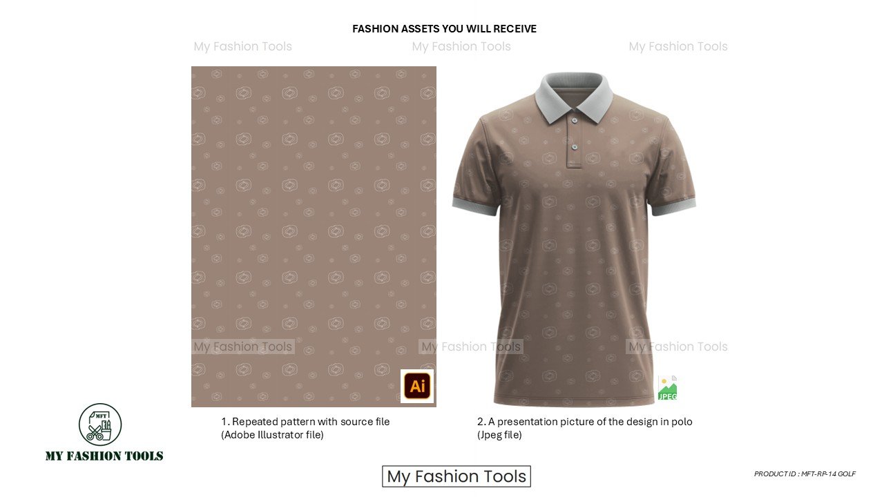 Brown golf polo print file | Ready to print for Golf Brand - Vector AI (Adobe Illustrator) file - Image 3