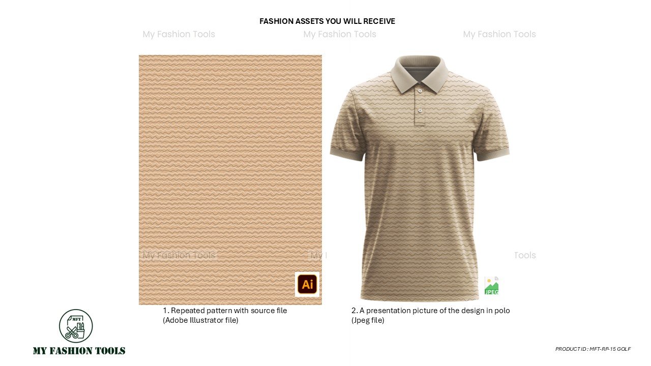 Lt. brown golf polo print file | Ready to print for Golf Brand - Vector AI (Adobe Illustrator) file - Image 5